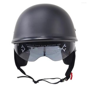 Motorcykelhjälmar Flat Black Dot Half Helm med Drop Visor för Cruiser Chopper Biker