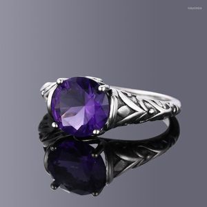 Anéis de casamento Silver Zircon Amethyst for Women Women Design Vintage Jóias de Jóias de Jóias Noivado anel de noiva Acessório Toby22