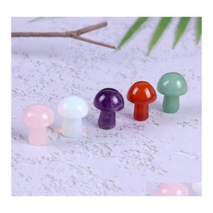 car dvr Stone 2Cm Mini Mushroom Plant Statue Natural Rose Quartz Carving Aquarium Home Decoration Crystal Polishing Gem Drop Delivery Jewelry Dhtxc