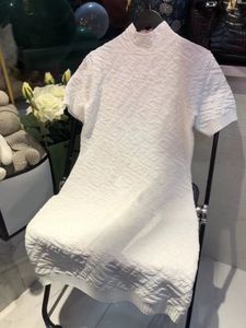 Designer dam röd Vit klänning Cashmere Blend Grafisk nivå med rund hals broderad polarstil bomullsblandning fabri kvinnor Plus Polospro club Sommarkläder med gata