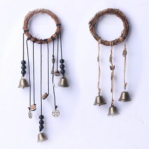 Decorative Figurines 1Pc Rattan Ring Wind Bell Hanging Blessing Doorbell Witchcraft Ornament Crystal Degaussing Handicraft