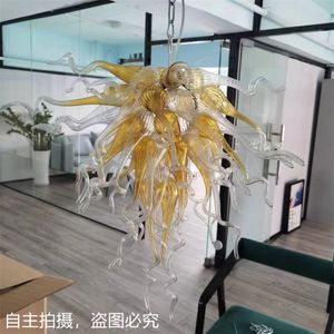 Brilliant Pendant Lamps Italy 28 med 20 tum Amber Clear Color Castle Art Decoration Murano Lights Handicraft Blown Glass Chandelier