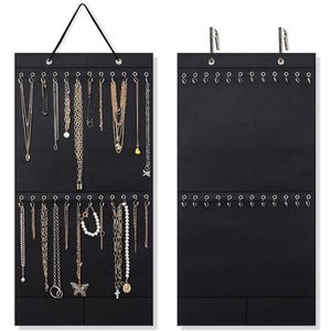 Jewelry Boxes Necklace Organizer Hanging Jewelry Organizer Felt Decorative Wall Mounted Earrings Bracelet Storage Display Holder with 24 Hooks 230225