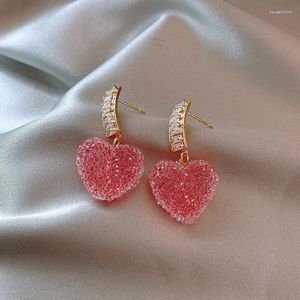 Dangle Earrings Cute Fresh Soft Candy Peach Heart Sterling Boho Style Silver Needle Super Fairy Lovely Charm Net Red Female Gift