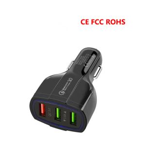 CE FCC 3 USB Car Charger 7A QC 3.0 Adaptive Fast Charging Home Travel Charge Plug Cable USB Cable For Mobile Phone