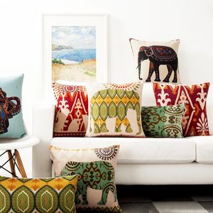 Pillow Thai Animal Park Pattern Retro Neoclassical Cover Home Decorative Pillows Linen Case Office Sofa /Decorative