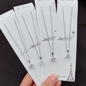 New Zircon Pendant Necklace Girl Student Simple Collar Chain Silver Girl Necklace Small Gift