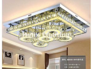 천장 조명 현대 LED 샹들리에 가벼운 스테인레스 스틸 크리스탈 램프 거실 침실 광장 램파 라스 파라스 드 기술 리모컨 리모컨