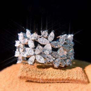 Damen-Diamantring, modischer Blattring, Schmuck, Hochzeit, Verlobungsring für Frauen
