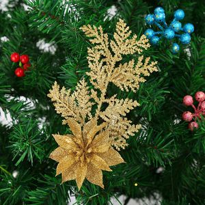 Dekorative Blumenkränze, 5 Stück, künstliche Gold- und Silberkiefernpflanzen, Zweige, Hochzeit, Zuhause, Party, Dekorationen, DIY, Weihnachtsbaum, handgefertigt