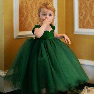 Flickans klänningar Baby Girl Princess Satin Tutu klänning Kort ärmbarn Vintage Big Bow Vestido Party Pageant Birthday Christmas Frocks 1-12Y