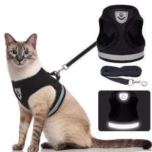 Cat Collars Leads Breathable Harness Leash Escape Proof Pet Clothes Vest Adjustable Easy Control Reflective 230227