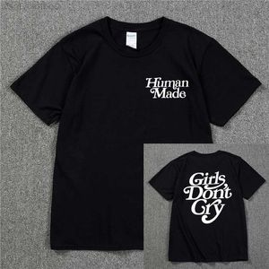Männer T-Shirts Mädchen weinen nicht menschlich Unisex T-Shirt Männer Baumwolle Beste Qualität Schwarz Weiß Brief Druck Lässige Hip Hop T-Shirts Harajuku Tops T