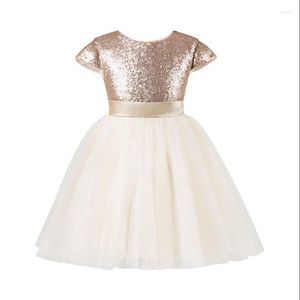 Girl Dresses Sequin Lace Baby 1 Year Birthday Dress Short Sleeve Infant Born Party Clothes Christening Wedding Gowns