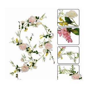 car dvr Decorative Flowers Wreaths 1.85M Artificial Rose Ivy Vine Wedding Decoration Real Touch Silk Flower String Home Hanging Garland Pa Dhobk