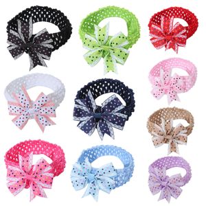 2023 neue Polka Dot Schwalbenschwanz Bogen Haarband Kinder Baby Print Bogen Stricken Stirnband Kopfbedeckung