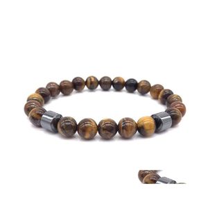 samochód DVR z koralikami Straski mężczyzn Tiger Eye Bracelets Bracelety Kobiety Strand Uzdrawianie Kryształowy Wspaniały rozciąganie półprecy -kamienna biżuteria dostawa DHN06