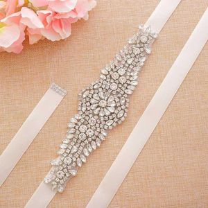 Belts Handmade Bride Sash With Rhinestones Rose Gold Silver Crystal Applique For Prom Formal Wedding DressesBelts