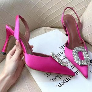 Amina muaddi Begum Dress Shoes Crystal-Embellished buckle stain Pumps shoe spool Heels sandals factory footwear women's Luxury Designers Evening Sandals