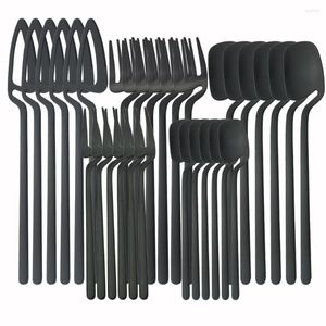 Dinnerware Sets Matte Cutlery Black Stainless Steel Set 18/10 Knife Fruit Fork Teaspoon Spoon Kitchen Home Flatware Tableware