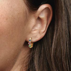 925 Sterling SilverHoop Earrings Gold Baby Earrings With Pearls Fits European Jewely Style Gift 215263010