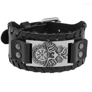 Charm Bracelets Trendy Viking Bracelet Nordic Rune Compass God Bird Men's Fashion Leather Woven Jewelry Accessorie Party Gift