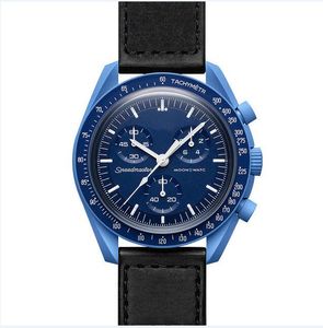 مع Box Mens Planet Moon يراقب وظيفة الكامل Quarz Chronograph Mission إلى Mercury 42mm Nylon Watch Limited Edition Master Wristwatches 30
