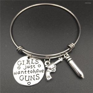 Braccialetti in acciaio inossidabile espandibili in filo metallico Le ragazze Jusr vogliono avere pistole Charm Regali per gioielli da ragazza di campagna da cowgirl