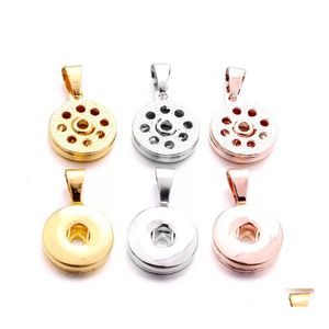 CAR DVR Pendant Halsband Sier Gold Metal 18mm Ginger Snap Button Base Charms för DIY Snaps -knappar Halsbandörhängen Smycken Accessorie Dro DHQ9O