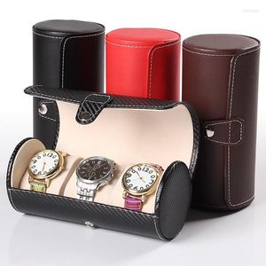 Bolsas de joalheria Moda Luxury Watch Display Gift Box Caso Roll 3 Slot Wristwatch Colar Bracelet PU bolsa de viagem de couro PU