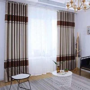 Gardinanpassning kinesisk stil gardiner för levande matsal sovrum modern minimalistisk randig valfri färg tyll