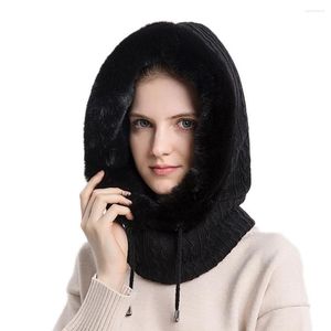 Bandanas Winter Fur Cap Windproof Knitted Neck Warmer Plush Warm Full Face Mask Women For Outdoor Sports Camping Riding