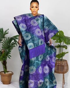 Ethnic Clothing Latest Style Purple Bazin Riche Long Dresses For African Women Wedding Party Femme Dashiki Robe With Shawl 230227