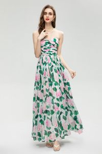 Vestidos casuais designer inspirado no vestido de estampa floral verde feminina de alta qualidade moda para verão 2023