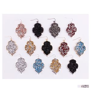 car dvr Charm Designer Earrings Sier Gold Flower Hexagon Frame Charms Rhinestone Earring Fashion Dangle Teardrop Earing For Women Drop Deliv Dhjkm