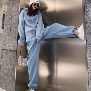 Damen Hoodies Sweatshirts Qualität Frauen Frühling Herbst Sportswear Anzug weiblich koreanischen Stil Kpop lose zweiteilige Set Mantel Hosen Trainingsanzug verdicken warm 230227