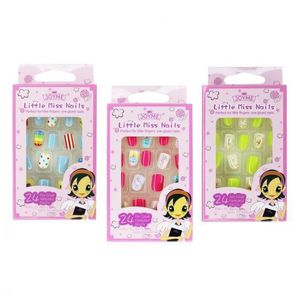 False unhas 24pcs Crianças desenho animado FALSO FLER Press Starther infantil adesivos de unhas Decor Girls Gifts Entrega Droga de Saúde Arte da Beleza Salo Dhmkc