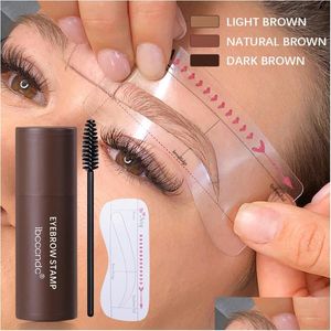 Make-up-Tool-Kits Ibcccndc Wiederverwendbarer Kopf-Augenbrauen-Puder-Schablonen-Schattenstift One Step Eyebrows Sha Long Lasting Stamp Kit Drop Delive Dhdco