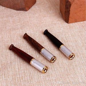 Smoking Accessories Sandalwood Ebony Metal Edge Filtration Removal Pipe Nozzle Copper Head Pull-rod Wood Nozzle