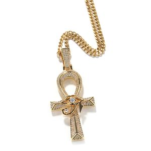 Shining Diamond Stone Eye Cross Pendants Halsband smycken Ny produkt Platinum pläterade män Kvinnor Älskare gåva Religiösa klassiska smycken