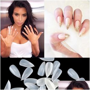 Unghie finte Natural Clear Nail Tips Stiletto ovale Sharp Fl Acrilico Uv Gel Er Drop Delivery Salute Beauty Art Salon Dhd5K