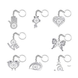 Araba DVR Keychains Landards Noosa Moda Modaya Düzenli Balık Kelebek Dolphin Kristal Rhinestone Enstant Araç Çantası Anahipler 18mm Snap Düğmeleri DIY DH4DC