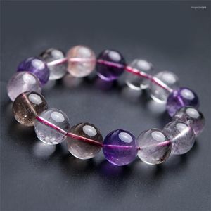 Brin 13mm véritable naturel Super sept mélodie pierre cristal grosses perles rondes bracelets pour femme femme