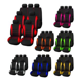 Universal Fit Car Seat Covers Full Set Four Season Design Sense Line Polyester Material Dustproof Breathability Dirt Resistant