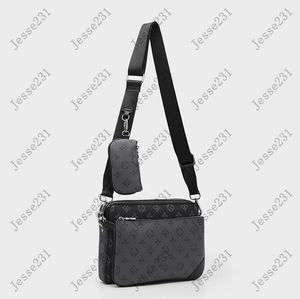 Bolsas de grife de luxo masculinas 3 pçs trio de couro preto flores bolsa mensageiro bolsa crossbody bolsa de compras bolsa de ombro bolsas femininas carteiras pruse bolsa carteira carteira