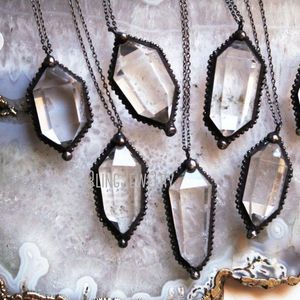 Chains NM40652 Clear Quartz Double Terminated Crystal Necklace Water Point NecklaceHalloween Jewelry