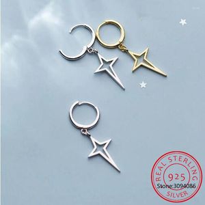 Hoop Earrings LEKANI 925 Sterling Silver Prevent Allergy Geometric Hollow Star Cross Pendant For Women S-E1087