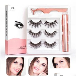 False Eyelashes Magnetic Liquid Eyeliner 3 Pairs Five Tweezer Set Waterproof Long Lasting Drop Delivery Health Beauty Makeup Eyes Dhxr7