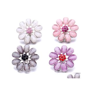 CAR DVR CLASPS HOOKS POCHOTIAL TRENDY CRYSTAL RHINESTONE Flower Snap Button Class 18mm Metal Decorative Zircon Button Charms för DIY Snap Dhoza