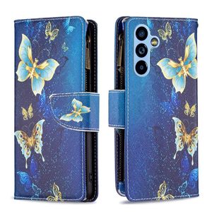 Patterns Cases For Samsung S22 S21 FE A22 A42 A01 A21 A12 A21S S23 Ultra Plus 4G 5G Zipper Wallet Leather Fundas Phone Case